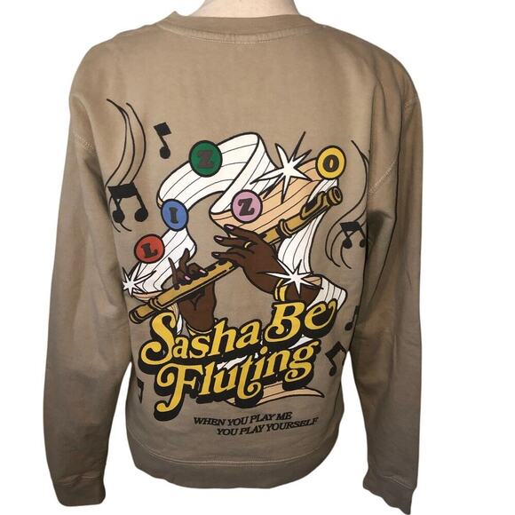 Lizzo Sasha Be Fluting Homecoming Crewneck Size S You're Special Khaki Tan - Picture 2 of 8